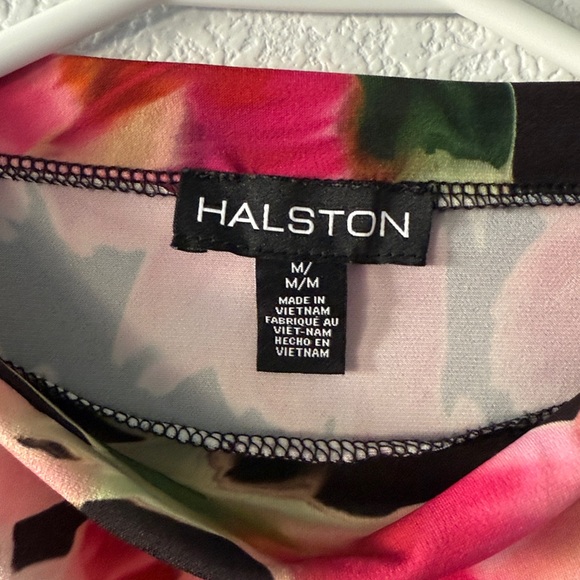 Halston Heritage Pink and Black Floral Blouse - Picture 3 of 4